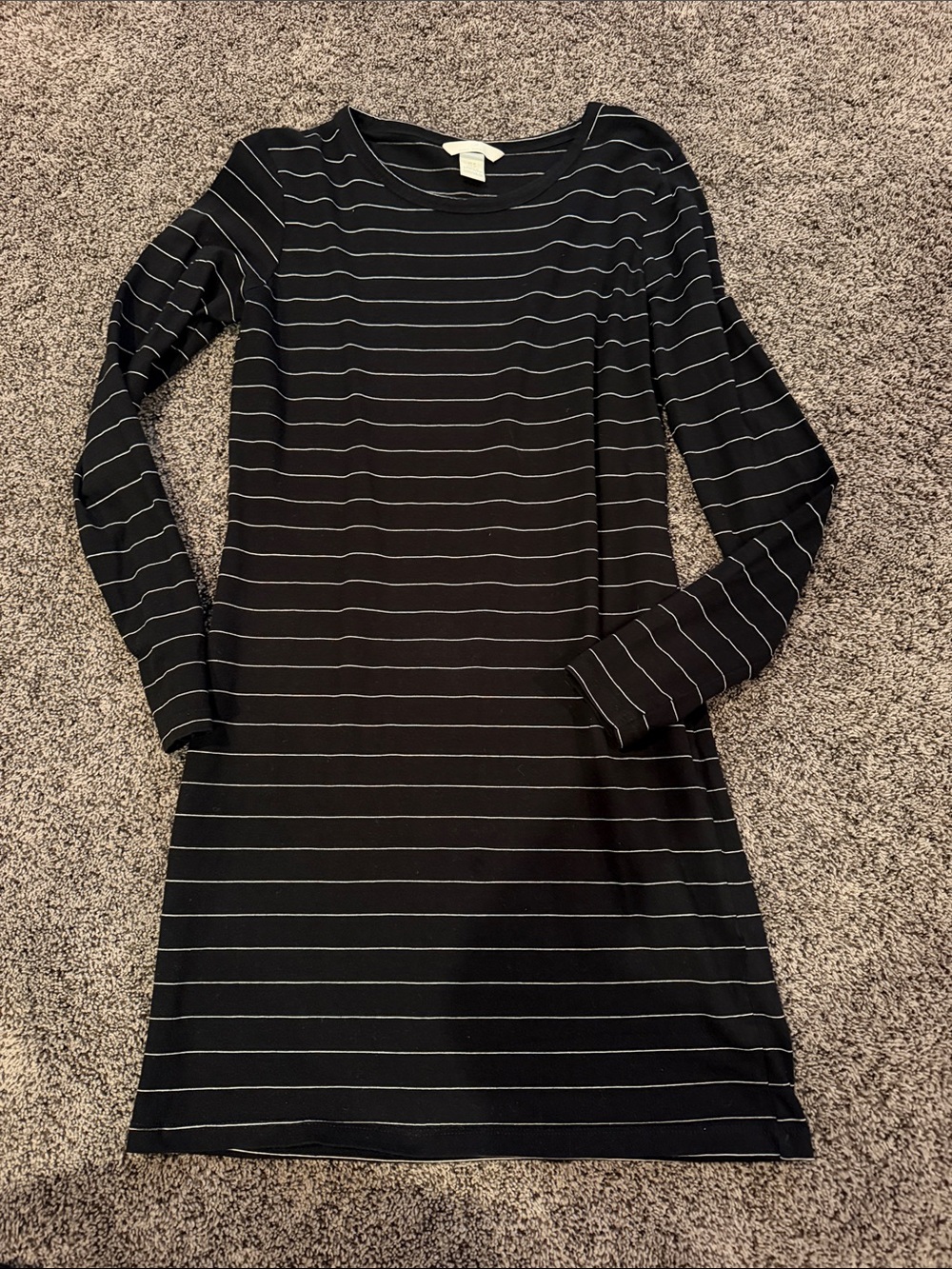H&M Black Dress with White Pinstripes - Long Sleeve Shift